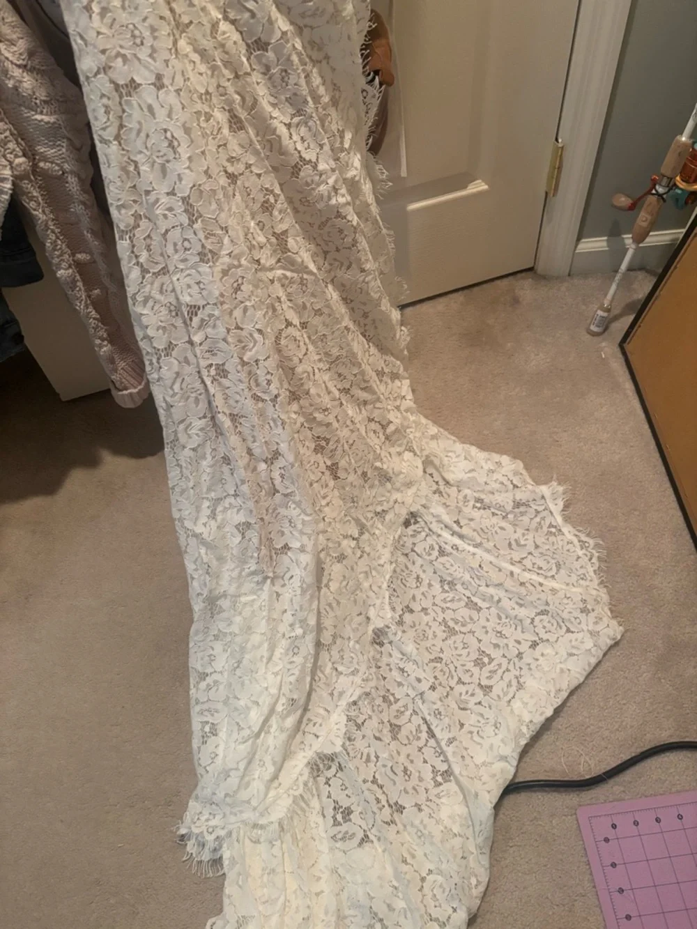 Lulus Love Everlasting floral white Lace Sleeveless wedding Dress xs - Picture 5 of 8